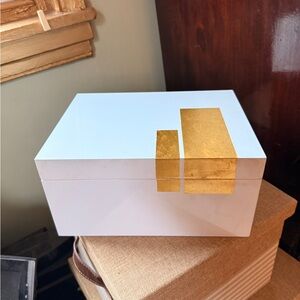 West Elm White Jewelry Organizer with Gold Highlights